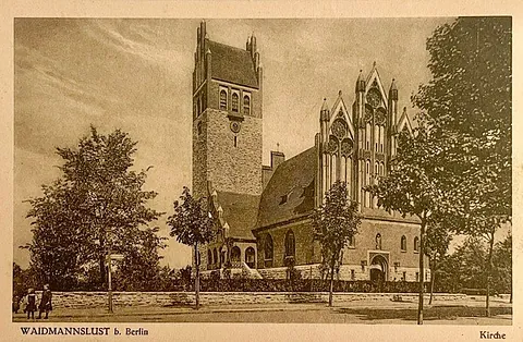 Alte Postkarte mit Königin-Luise-Kirche