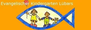 Logo der Kita Lübars mit Fisch und 2 Kindern im Inneren des Fisches