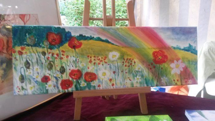 Gemälde mit Mohnblumenwiese von Künstlerin der Malgruppe "Malen und Mehr"