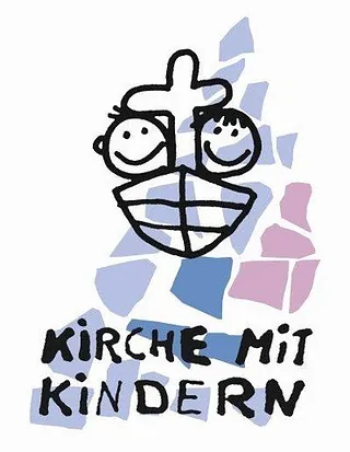 Logo der Kinderkirche mit Schiff und Text "Kirche mit Kindern"